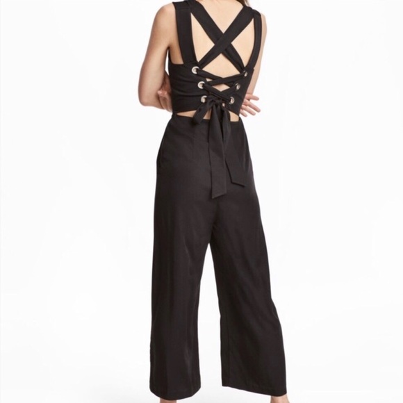H&M Pants - H&M Black Sleeveless Lace Up Back Jumpsuit